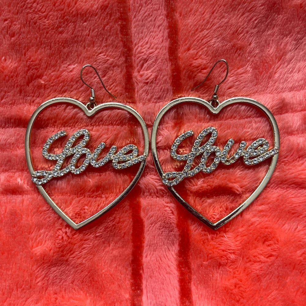 Love Silver Heart Earrings